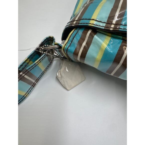 Kalencom · Buckle Messenger Diaper Bag Set · Laminated Striped · Turquoise/Brown - Picture 5 of 9